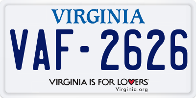 VA license plate VAF2626