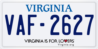 VA license plate VAF2627