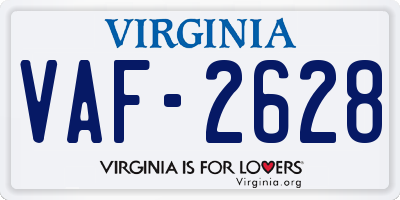 VA license plate VAF2628