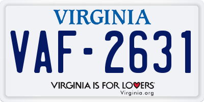 VA license plate VAF2631