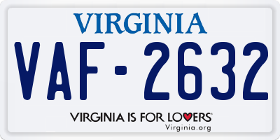 VA license plate VAF2632