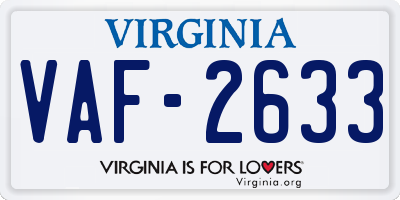 VA license plate VAF2633