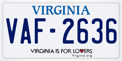 VA license plate VAF2636