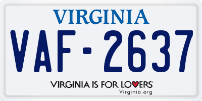 VA license plate VAF2637