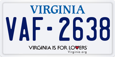VA license plate VAF2638