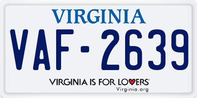VA license plate VAF2639