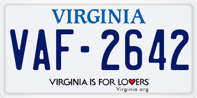 VA license plate VAF2642
