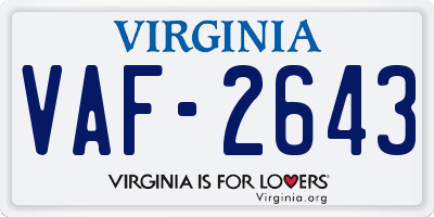 VA license plate VAF2643