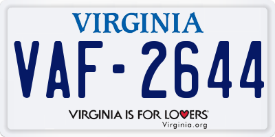 VA license plate VAF2644