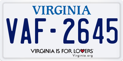 VA license plate VAF2645