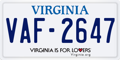 VA license plate VAF2647