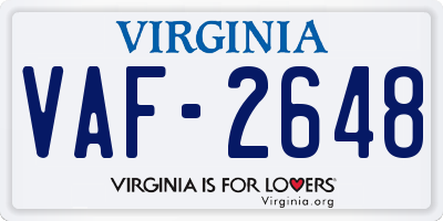 VA license plate VAF2648