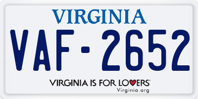 VA license plate VAF2652
