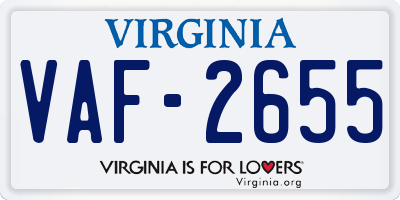 VA license plate VAF2655