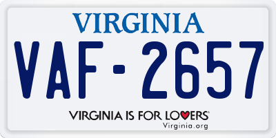 VA license plate VAF2657