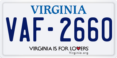 VA license plate VAF2660