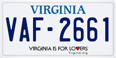 VA license plate VAF2661