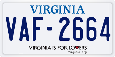 VA license plate VAF2664