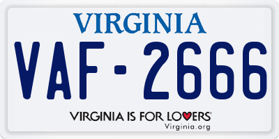 VA license plate VAF2666