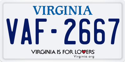 VA license plate VAF2667