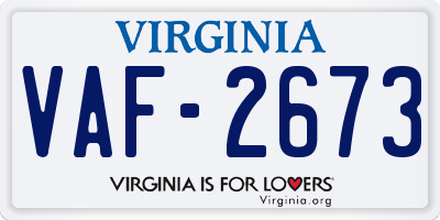 VA license plate VAF2673