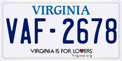 VA license plate VAF2678