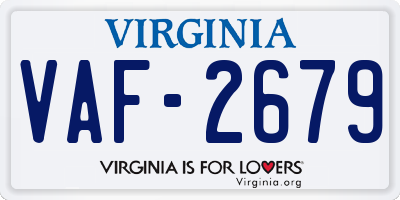 VA license plate VAF2679
