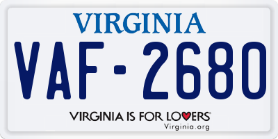 VA license plate VAF2680