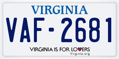 VA license plate VAF2681