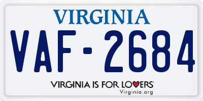 VA license plate VAF2684