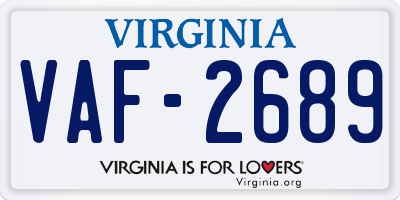 VA license plate VAF2689