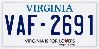VA license plate VAF2691