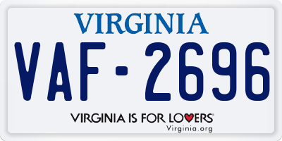 VA license plate VAF2696