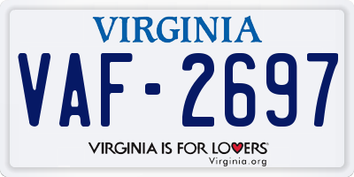 VA license plate VAF2697