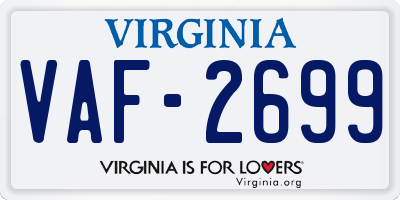 VA license plate VAF2699