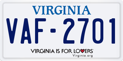 VA license plate VAF2701