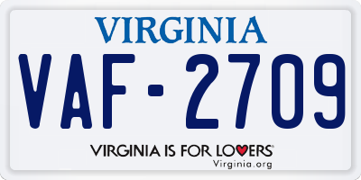 VA license plate VAF2709