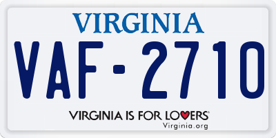 VA license plate VAF2710