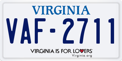 VA license plate VAF2711