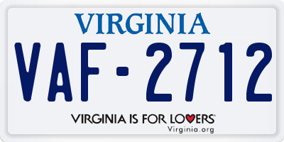 VA license plate VAF2712