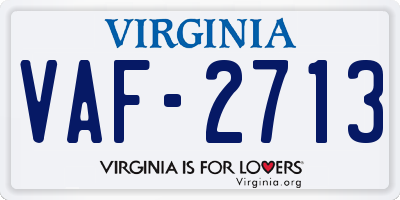 VA license plate VAF2713