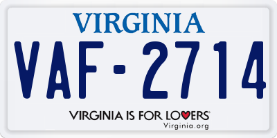 VA license plate VAF2714
