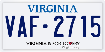 VA license plate VAF2715