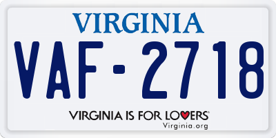 VA license plate VAF2718