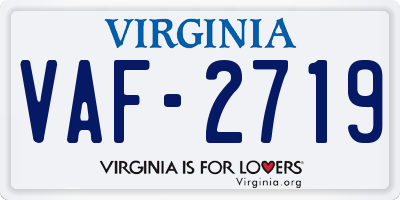 VA license plate VAF2719