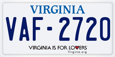 VA license plate VAF2720
