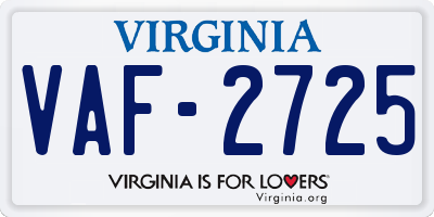 VA license plate VAF2725