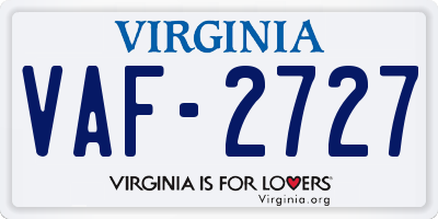 VA license plate VAF2727