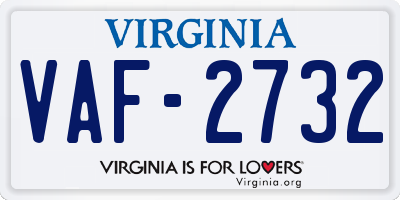 VA license plate VAF2732