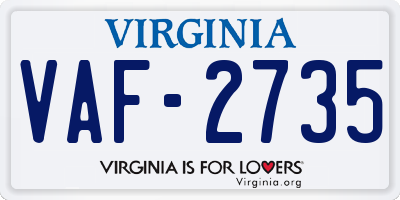 VA license plate VAF2735